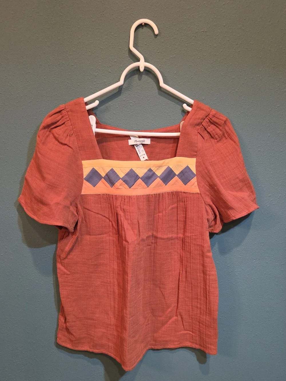 Madewell Rust Short-Sleeve Square-Neck Sz Small